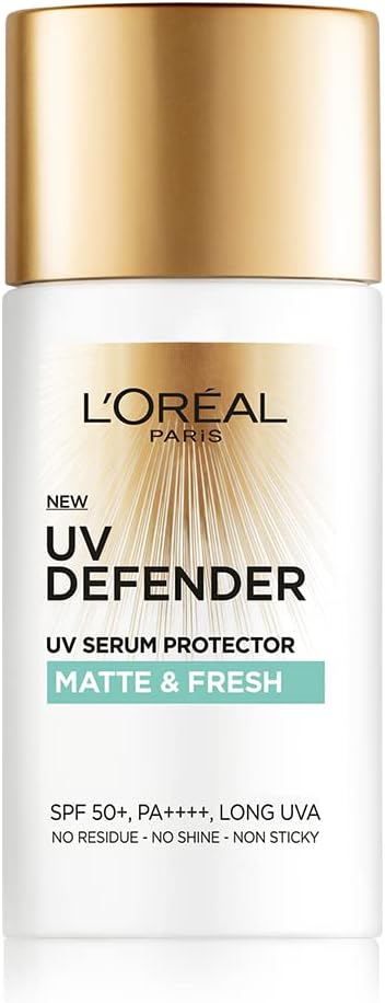 L’Oréal Paris UV Defender Serum Protector Sunscreen SPF 50 PA+++, Matte & Fresh, 50 ml (Pack of 1) ht Matte Sunscreen For Oily Skin | UVA & UVB Protection, 50 ml