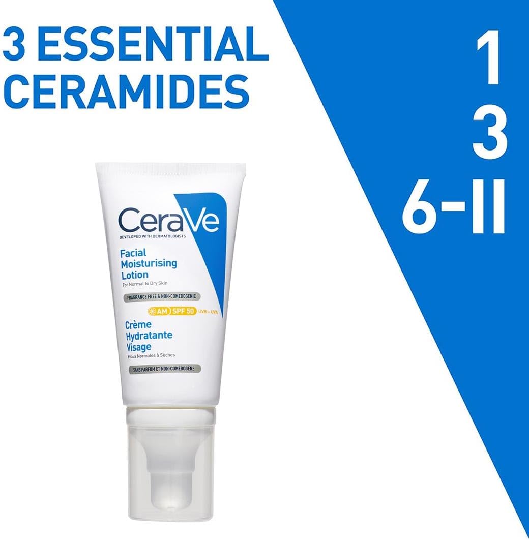 CeraVe AM Facial Moisturizing Lotion SPF50 for Normal to Dry Skin 52ml