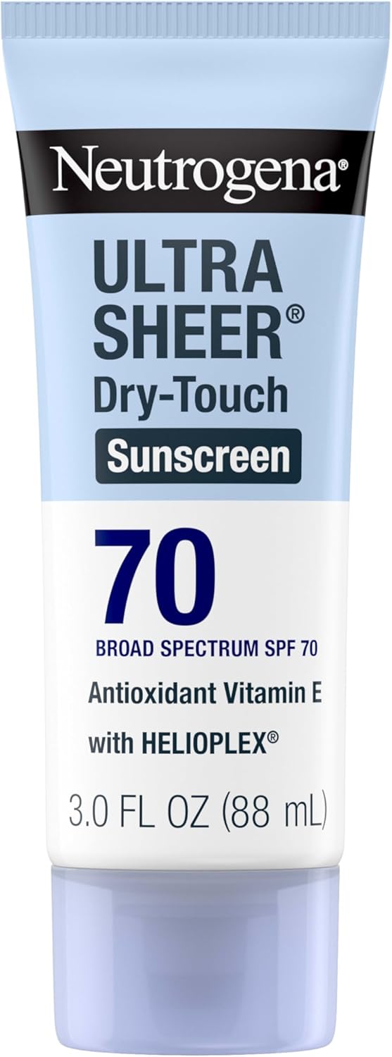 Neutrogena Ultra Sheer Dry-Touch Sunscreen Lotion, Broad Spectrum SPF 55 UVA/UVB Protection, Oxybenzone-Free, Light, Water Resistant, Non-Comedogenic & Non-Greasy, Travel Size, 3 fl. oz