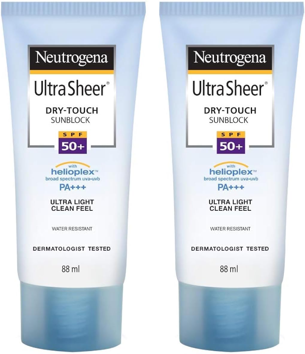 Neutrogena Ultra Sheer Sunscreen SPF 50+ | Broad Spectrum UVA/UVB | Blue light protect | No White Cast | Water resistant Ultra light & Non sticky | Oily, Dry & Sensitive Skin | 30 g (Pack of 1)