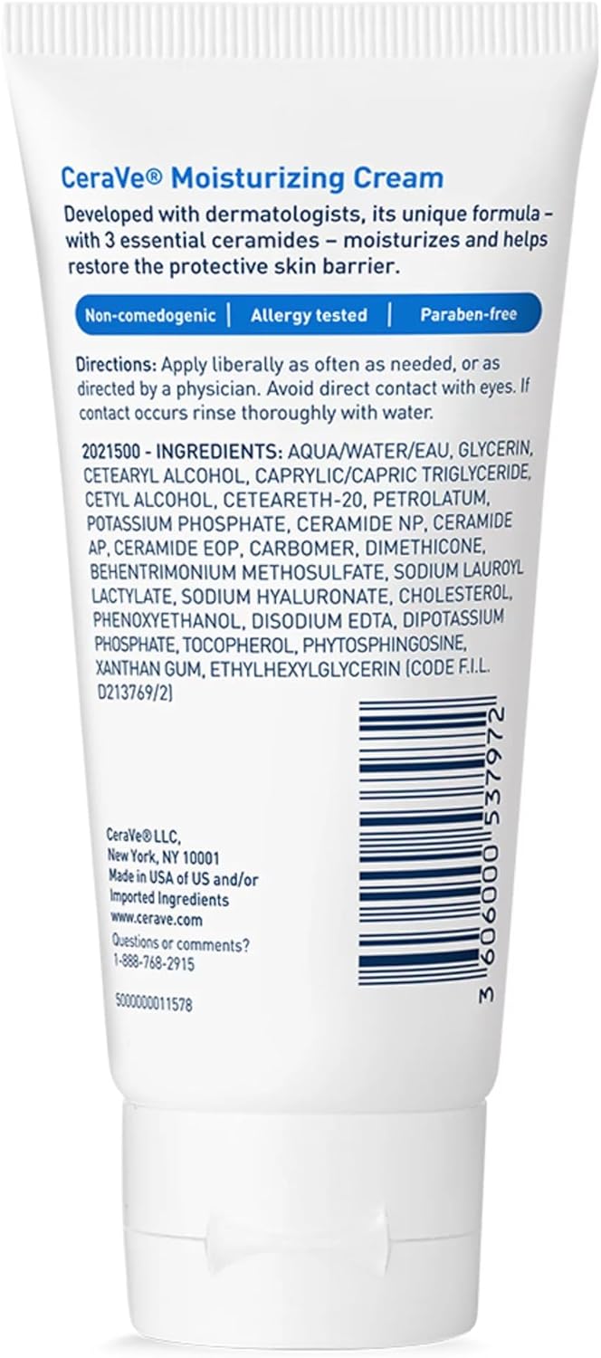 CeraVe Moisturizing Cream, Body and Face Moisturizer for Dry Skin, Body Cream with Hyaluronic Acid and Ceramides, 19 Ounce