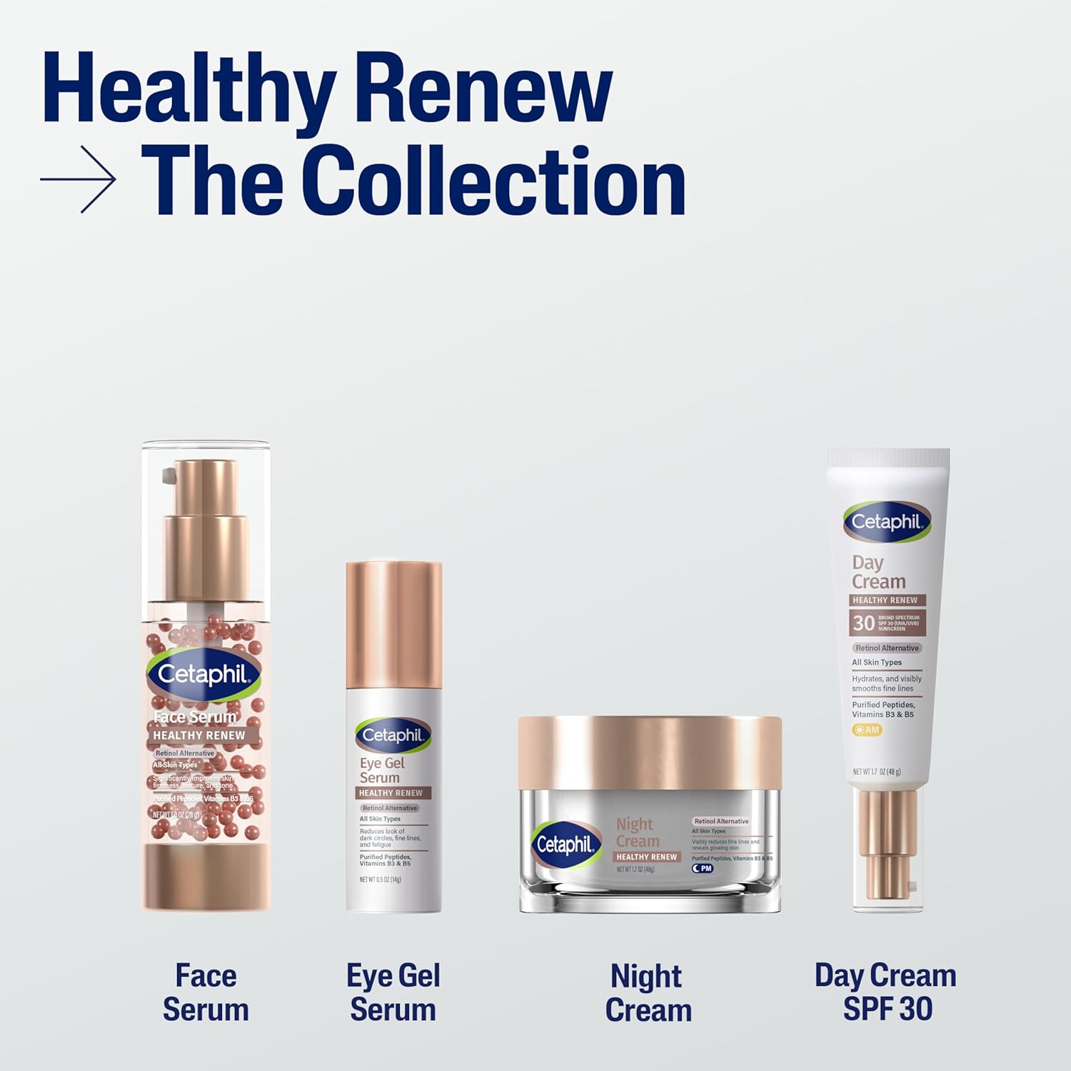Cetaphil Anti Aging Healthy Renew 1 Oz Retinol Alternative Facial Serum With Niacinamide Peptides Sensitive Skin Care With Vitamin B Complex Fragrance Free