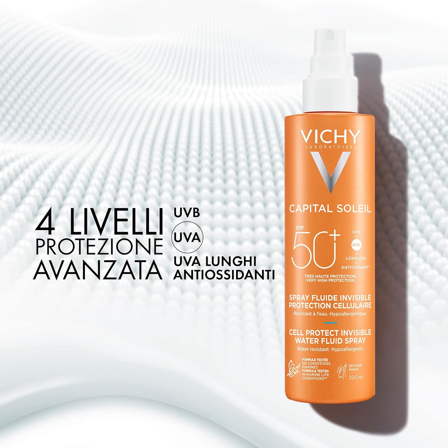 Vichy Capital Soleil Invisible Fluid Sunscreen Spray SPF50+ for Face and Body 200ml