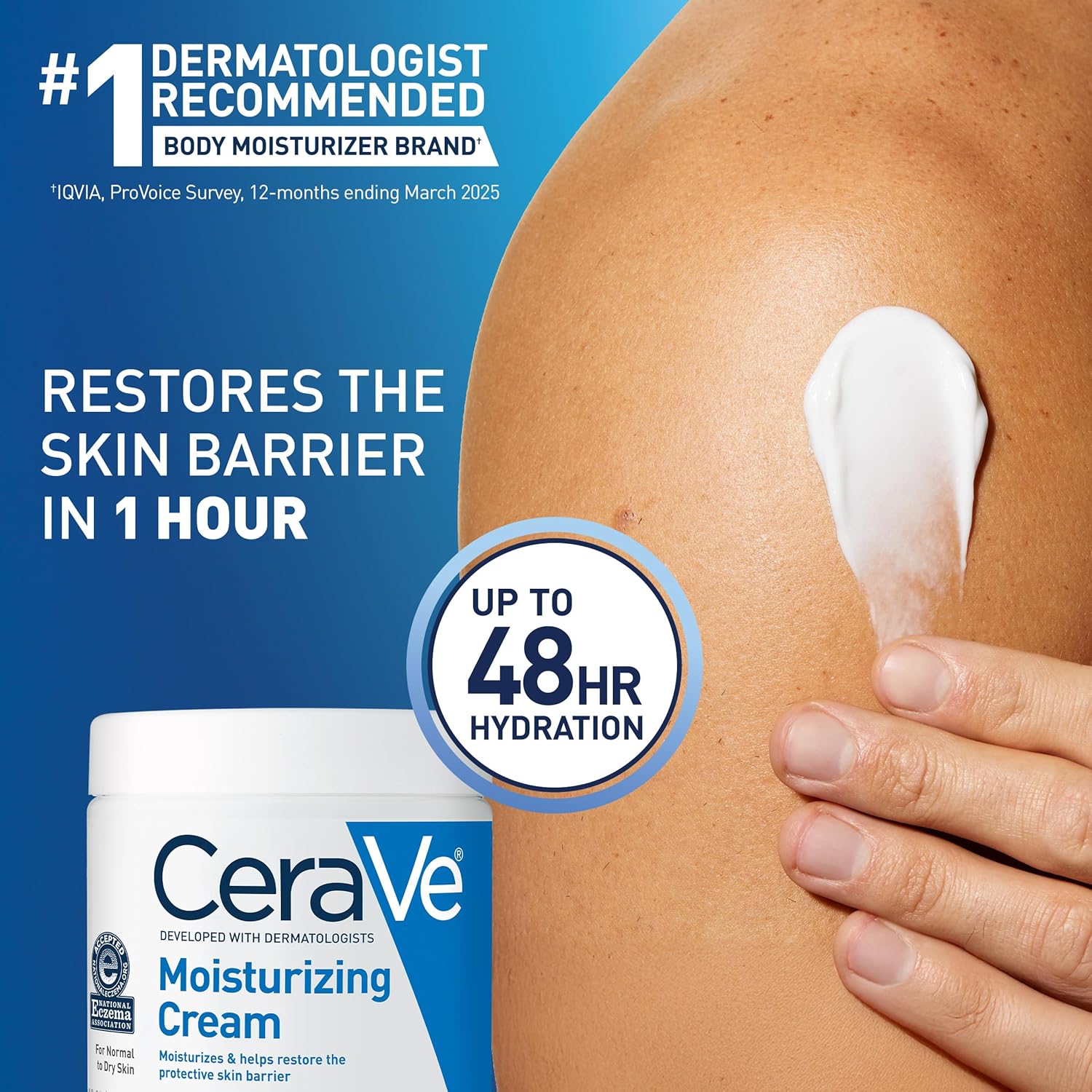 CeraVe Moisturizing Cream, Body and Face Moisturizer for Dry Skin, Body Cream with Hyaluronic Acid and Ceramides, 19 Ounce